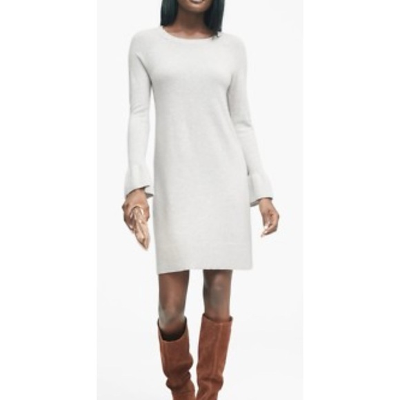 Banana Republic Long Bell Sleeve Dress Grey - Picture 1 of 11
